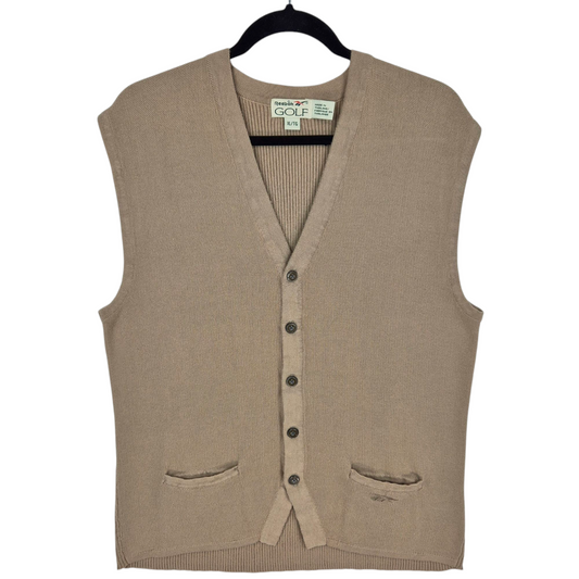 Vintage Reebok Golf 90's Brown Button Knit Vest Size XL