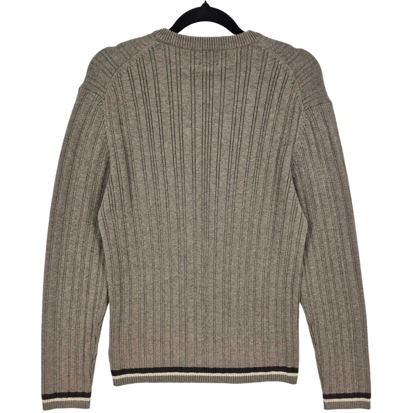Vintage Calvin Klein Jeans 90's Brown V Neck Cable Knit Sweater Size M