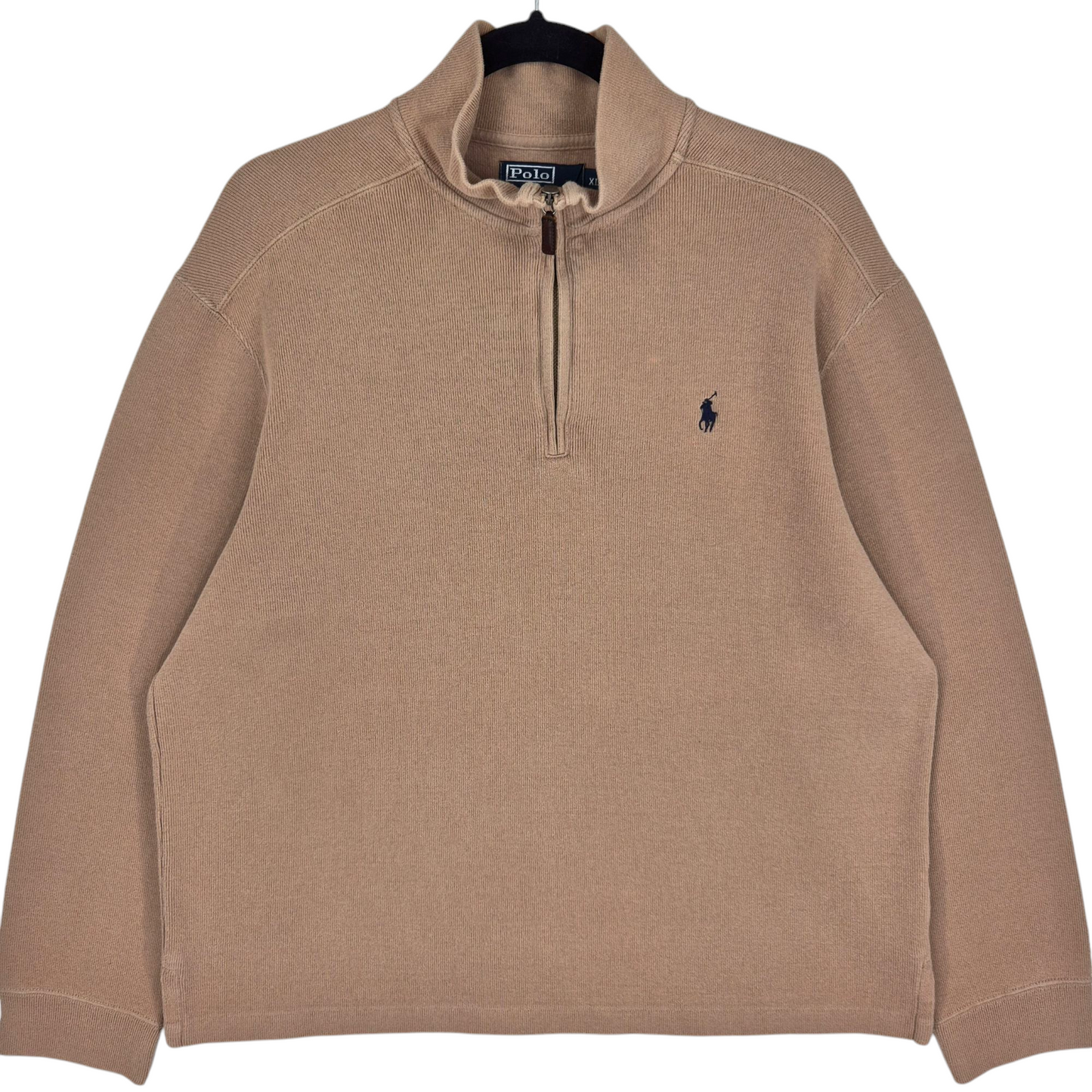 Vintage Polo Ralph Lauren 90's Brown Quarter Zip Knit Sweater Size XL
