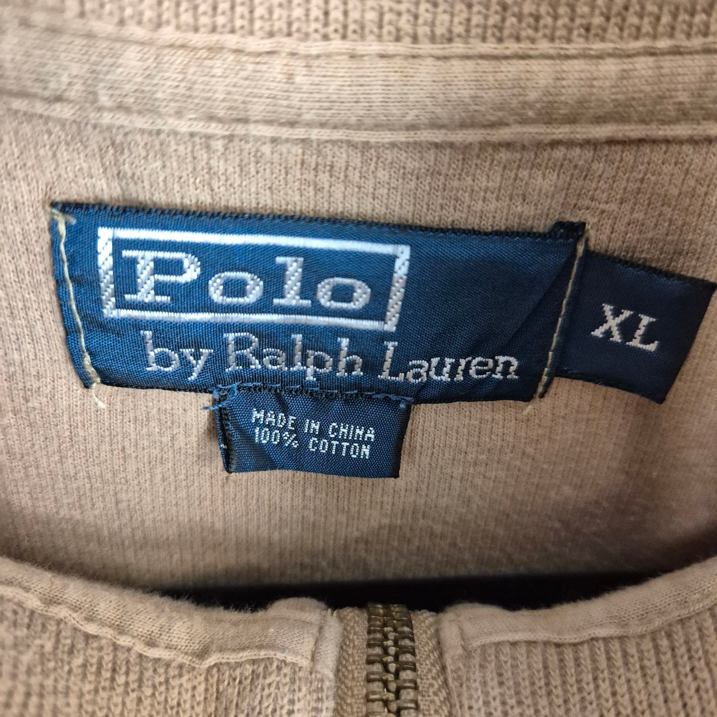 Vintage Polo Ralph Lauren 90's Brown Quarter Zip Knit Sweater Size XL