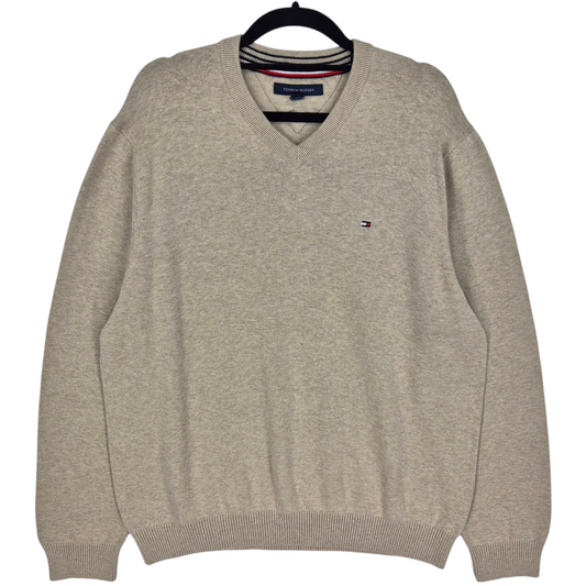 Tommy Hilfiger Light Brown V Neck Knit Sweater Size XL