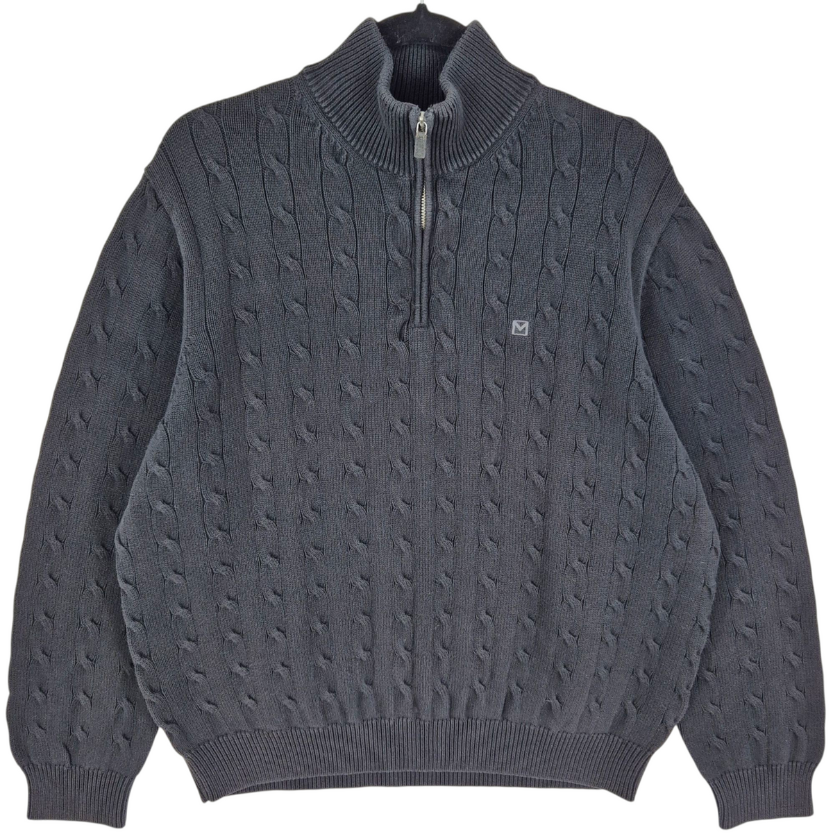 Michael Kors Black Quarter Zip Cable Knit Jacket Size 2XL