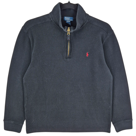 Vintage Polo Ralph Lauren 90's Black Quarter Zip Knit Sweater Size XS