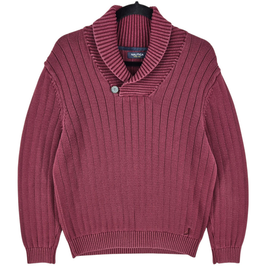 Nautica Burgundy Cable Knit Sweater Size L