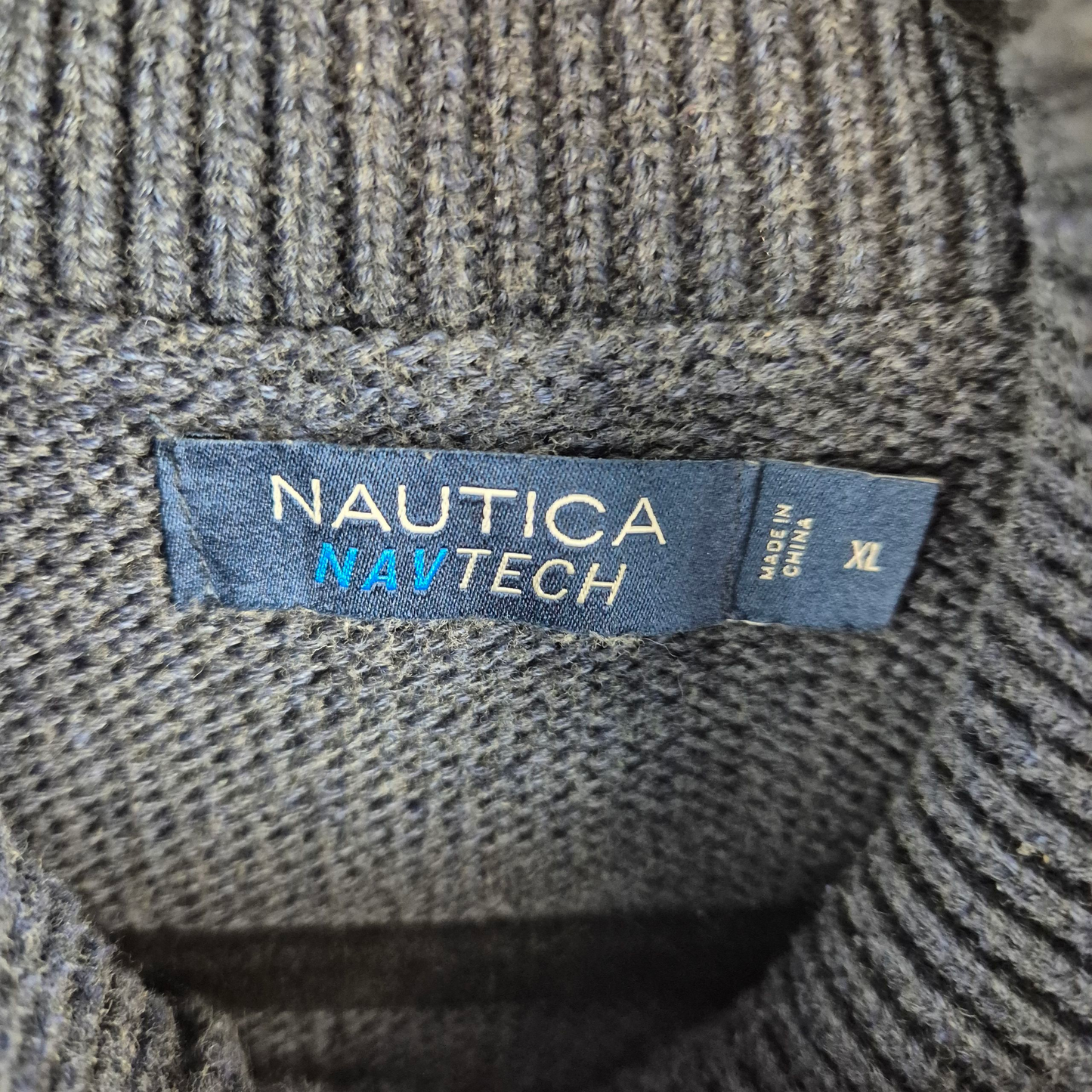 Nautica Navtech Steel Blue Heavy Knit Jacket Size XL