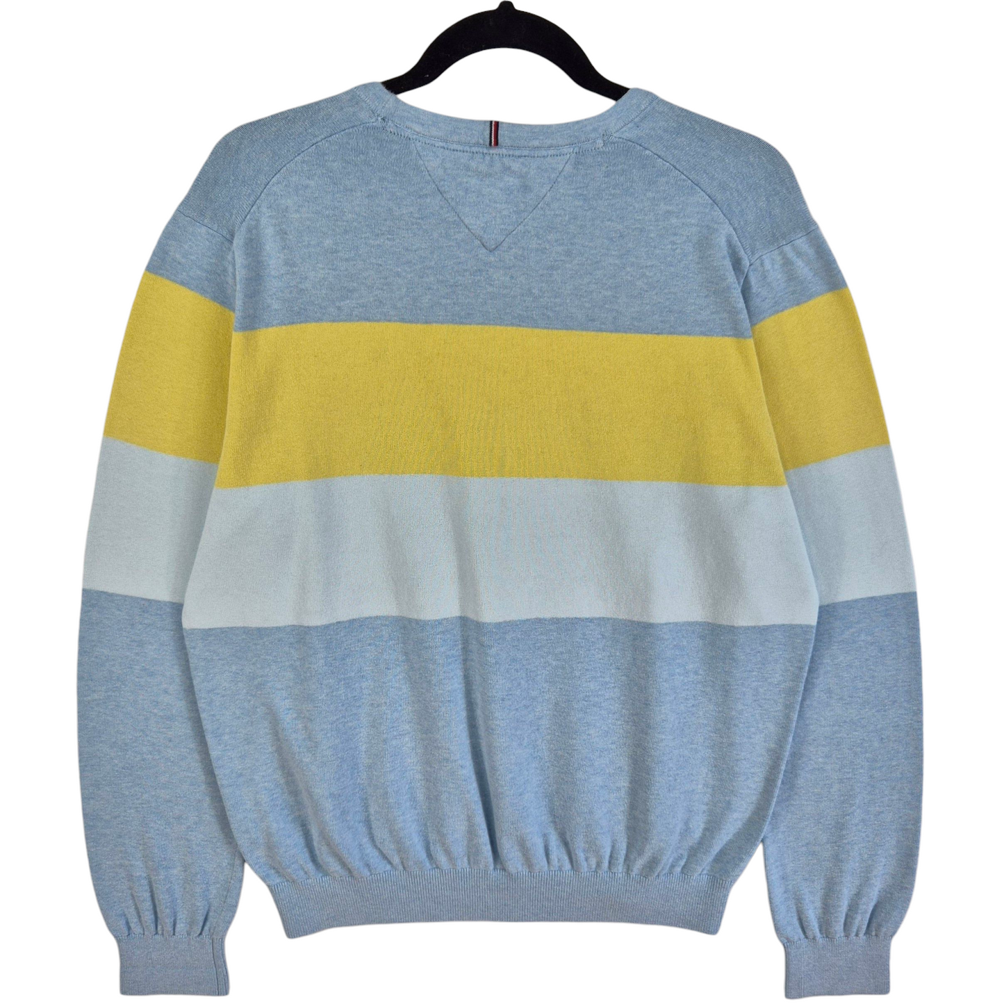Tommy Hilfiger Blue & Yellow Striped Crewneck Knit Sweater Size L