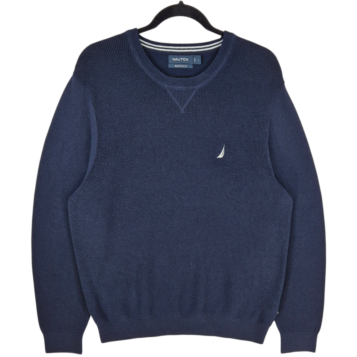 Nautica Navtech Dark Blue Crewneck Knit Sweater Size L