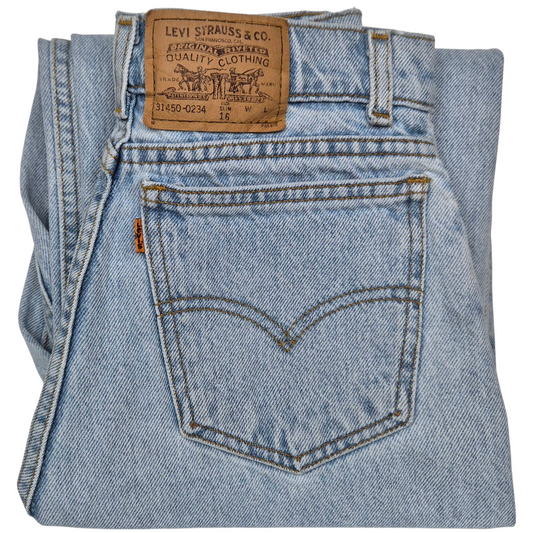 Vintage Levis Jeans 90's Womens Light Blue High Waist Orange Tab Denim W24