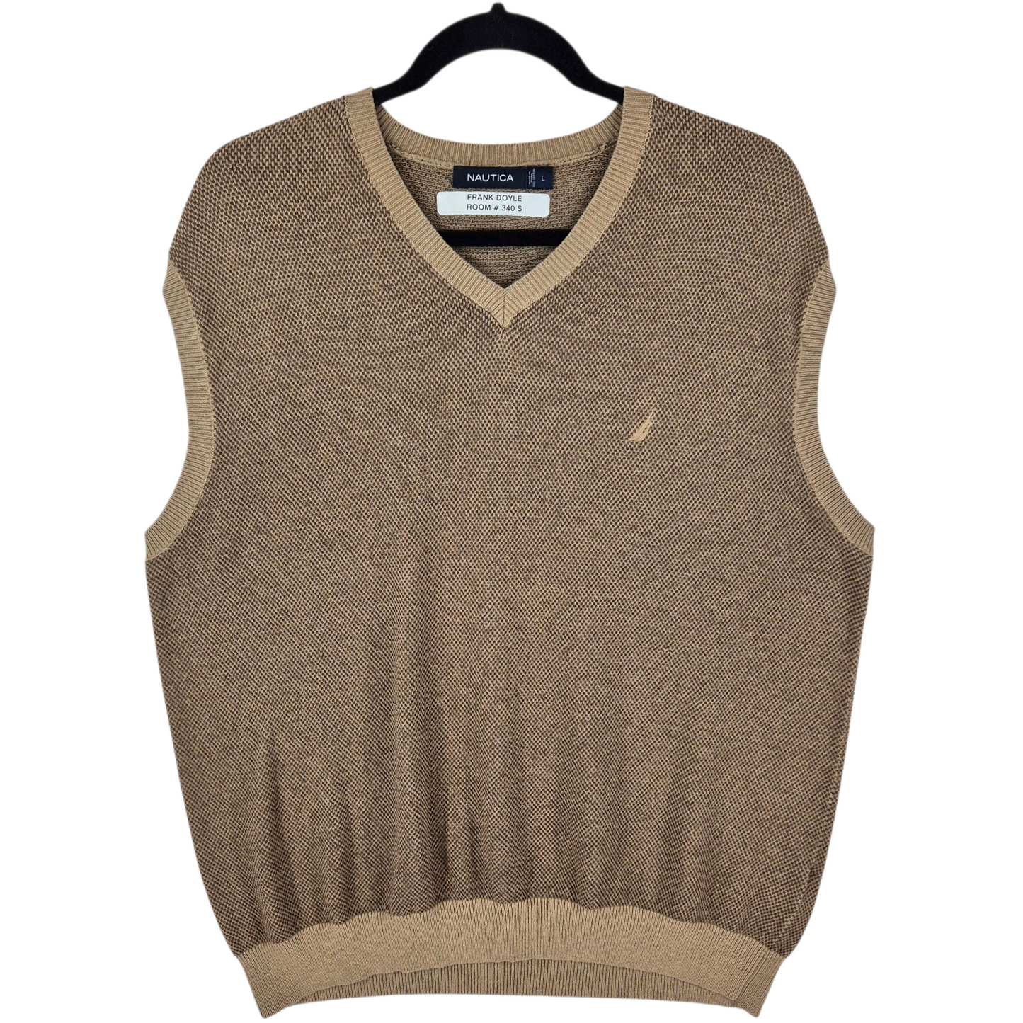 Nautica Light Brown V Neck Knit Sweater Size L