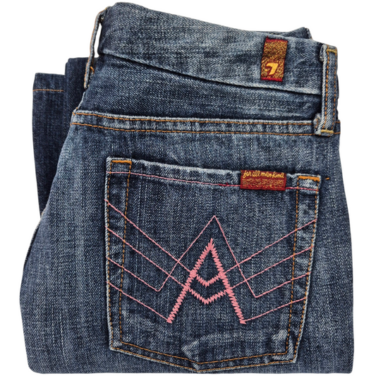 Vintage 7 For All Mankind Jeans Womens Blue USA Made Bootcut Denim W28
