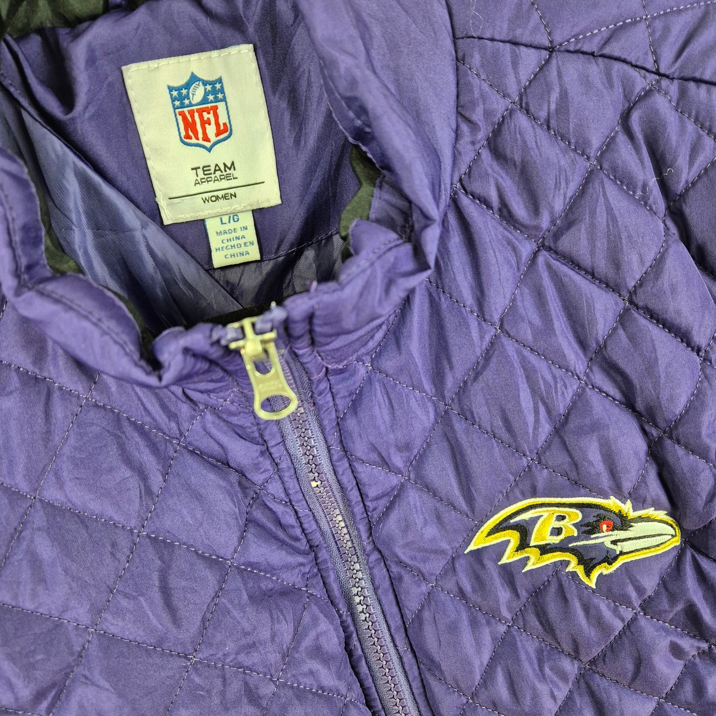 NFL Team Apparel Womens Baltimore Ravens Purple Padded Jacket Size L