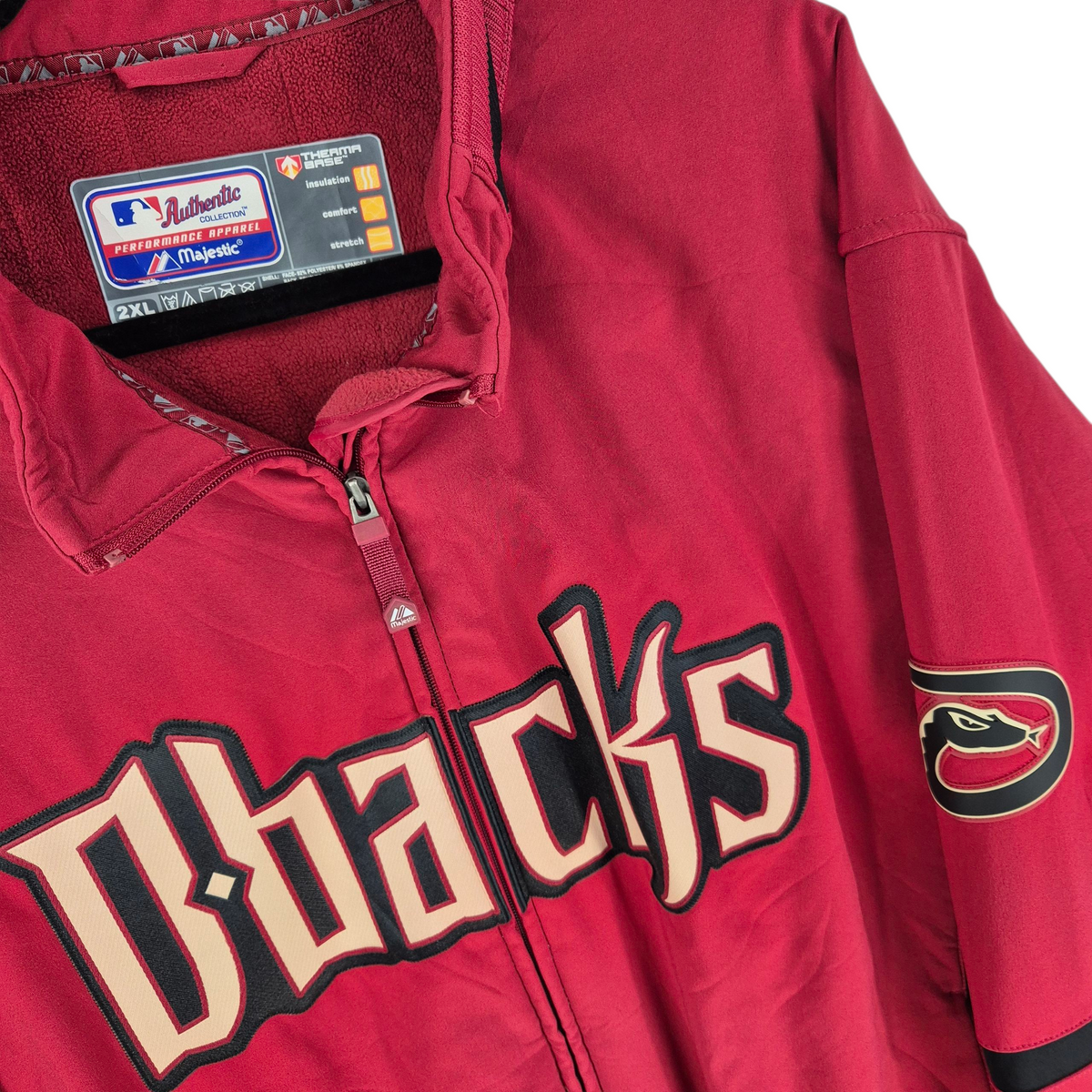 Majestic MLB Arizona Diamondbacks Red Heavy Windbreaker Jacket Size 2XL