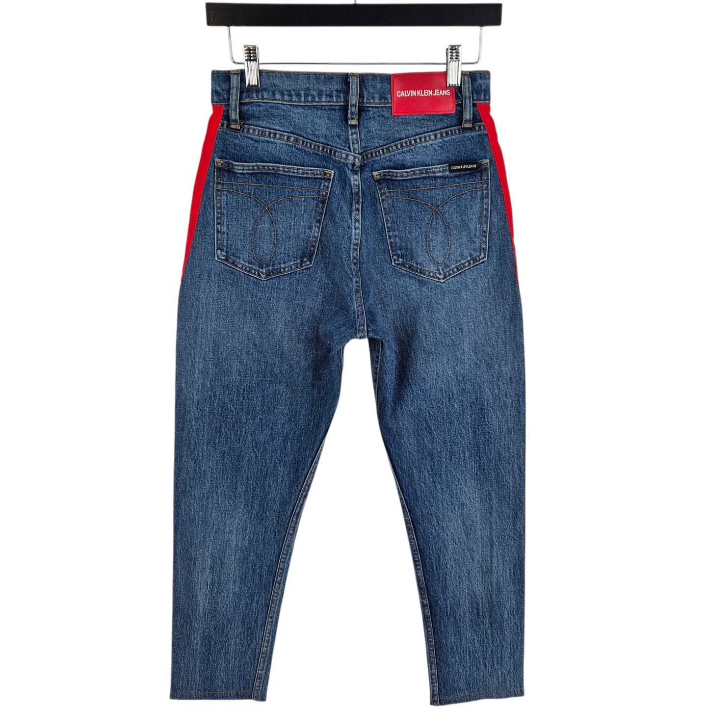 Calvin Klein Jeans Womens Blue & Red Cropped Denim W27