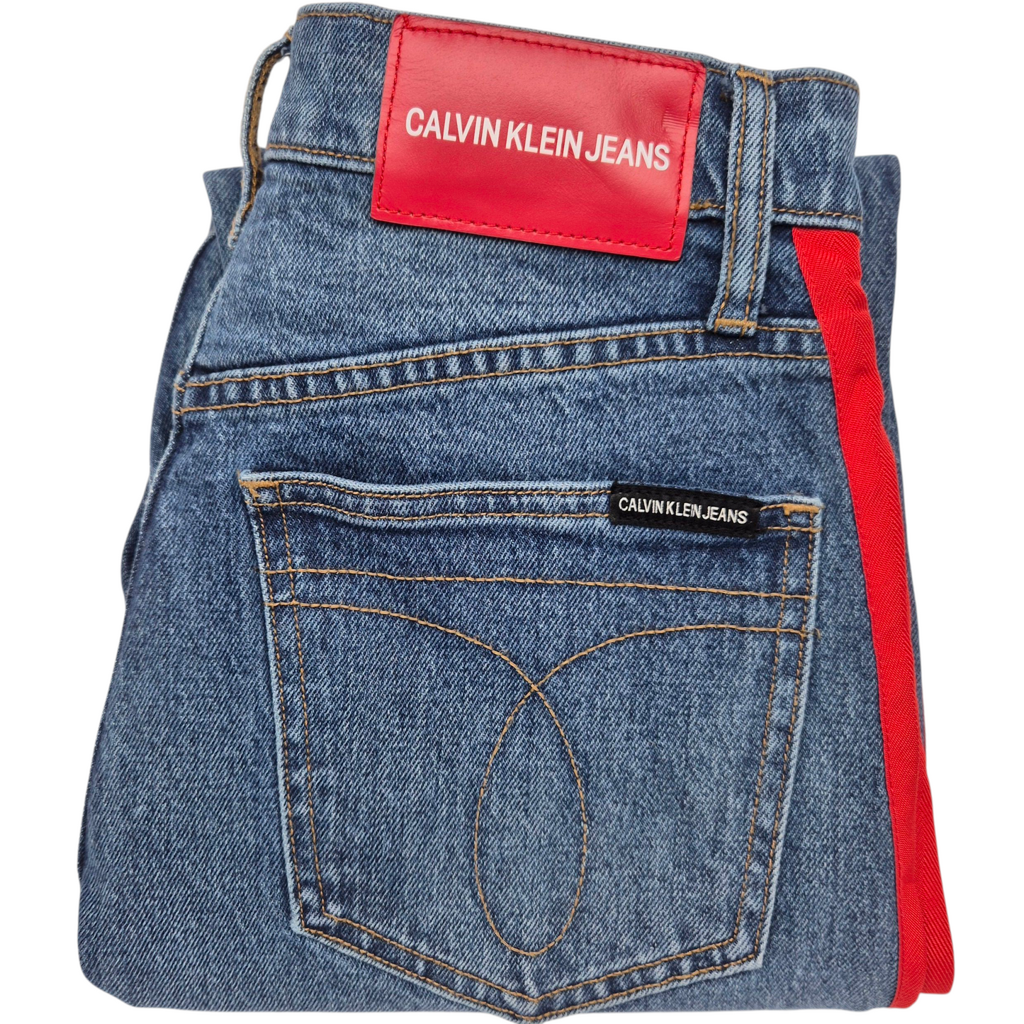 Calvin Klein Jeans Womens Blue & Red Cropped Denim W27