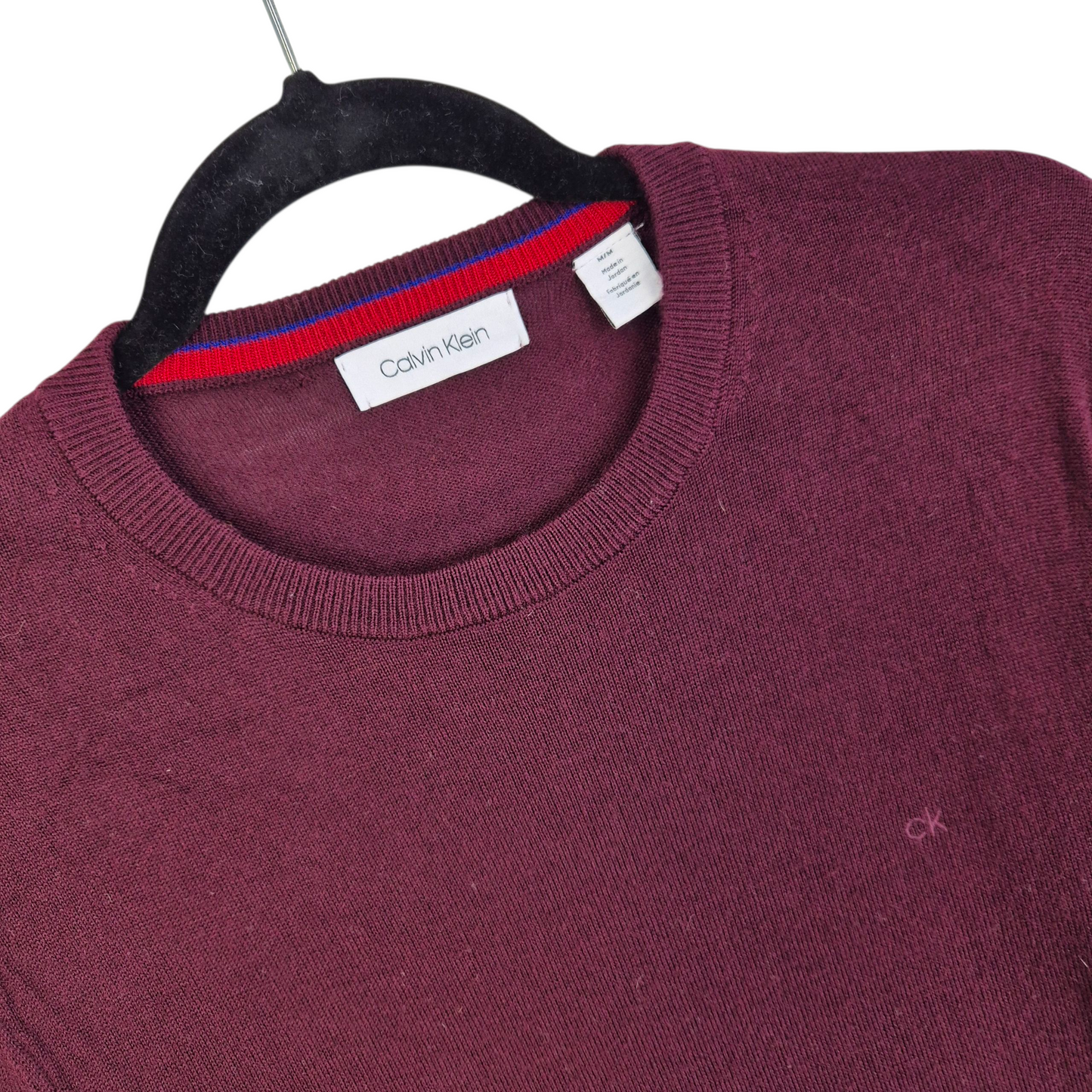 Calvin Klein Burgundy Wool & Acrylic Crewneck Knit Sweater Size M