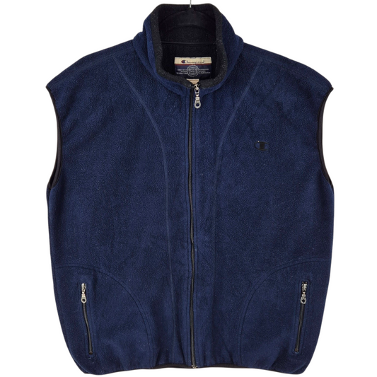 Vintage Champion 90's Dark Blue Canada Made Fleece Zip Vest Size XL