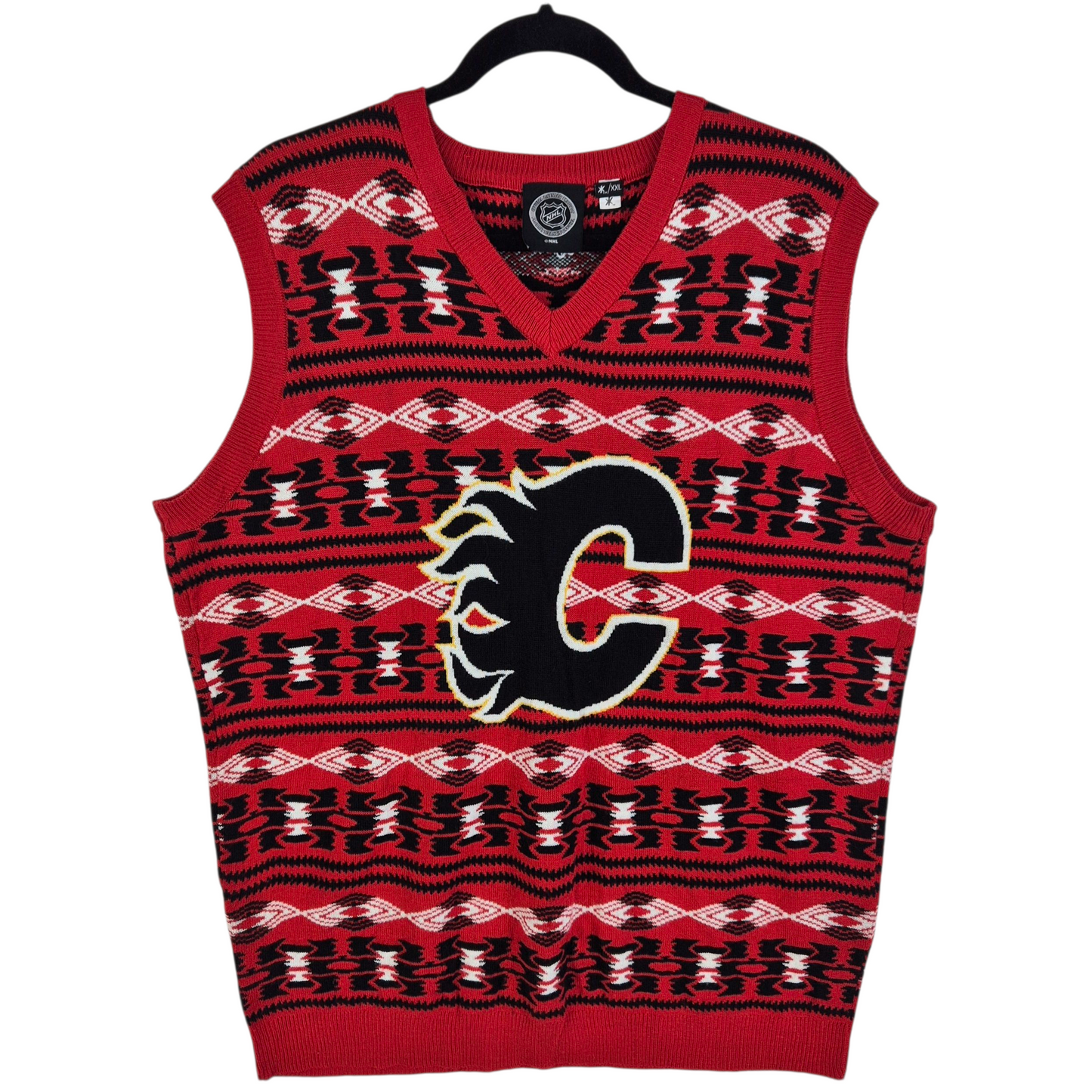 NHL Calgary Flames Red Acrylic Knit Vest Size 2XL