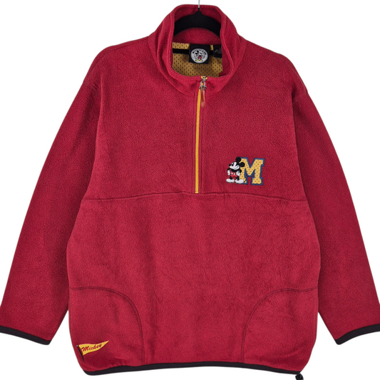 Vintage Mickey & Co 90's Red Half Zip Fleece Jumper Size L