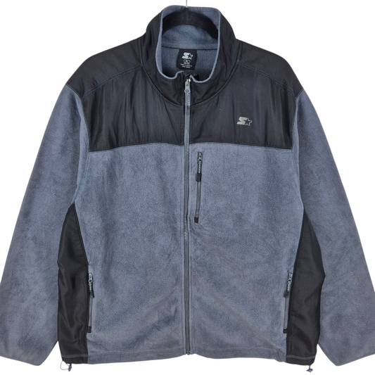 Vintage Starter 2000's Grey & Black Fleece Zip Jumper Size XL