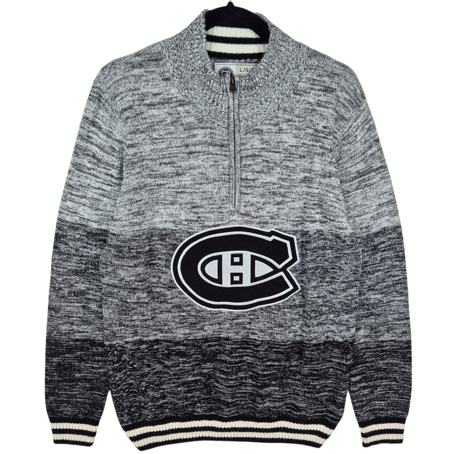 NHL Montreal Canadiens Grey Quarter Zip Knit Sweater Size L