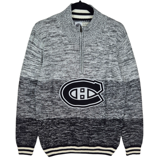 NHL Montreal Canadiens Grey Quarter Zip Knit Sweater Size L