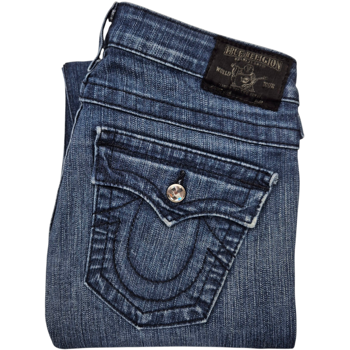 Vintage True Religion Jeans Womens Blue Skinny Low Waist USA Made Denim W28