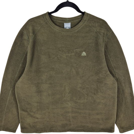 Vintage Nike ACG 2000's Khaki Green Fleece Crewneck Sweater Size L