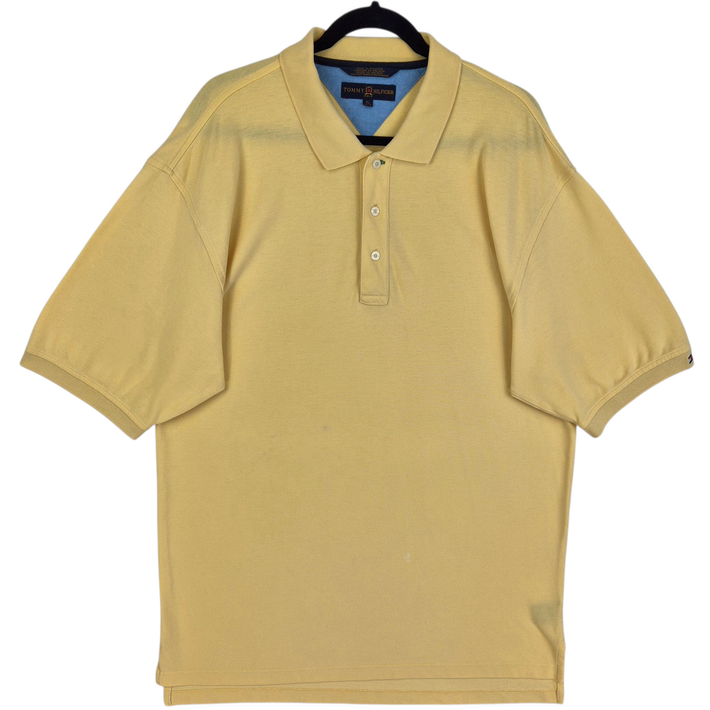 Vintage Tommy Hilfiger Golf 90's Light Yellow Cotton Polo Shirt Size XL