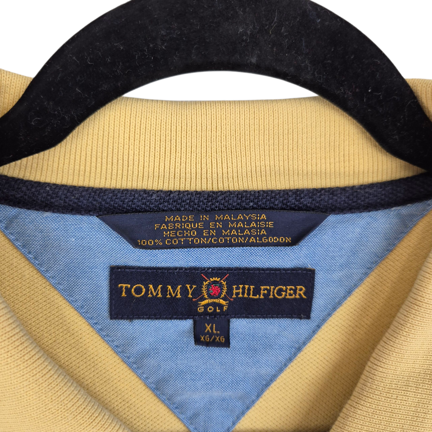 Vintage Tommy Hilfiger Golf 90's Light Yellow Cotton Polo Shirt Size XL