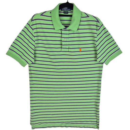 Vintage Polo Ralph Lauren 90's Light Green Striped Cotton Polo Shirt Size S