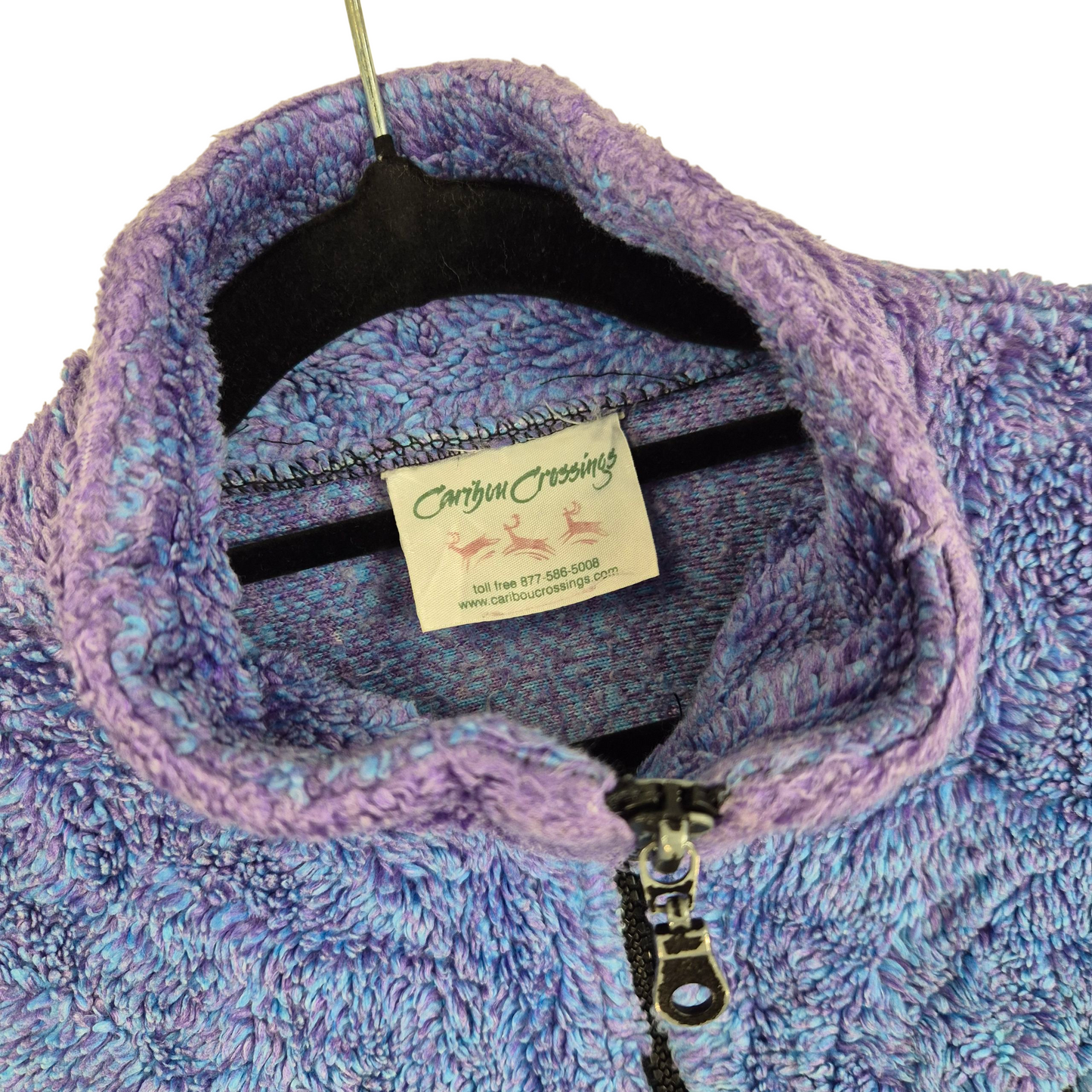 Caribou Crossings Alaska Womens Blue & Purple Fleece Zip Jumper Size S