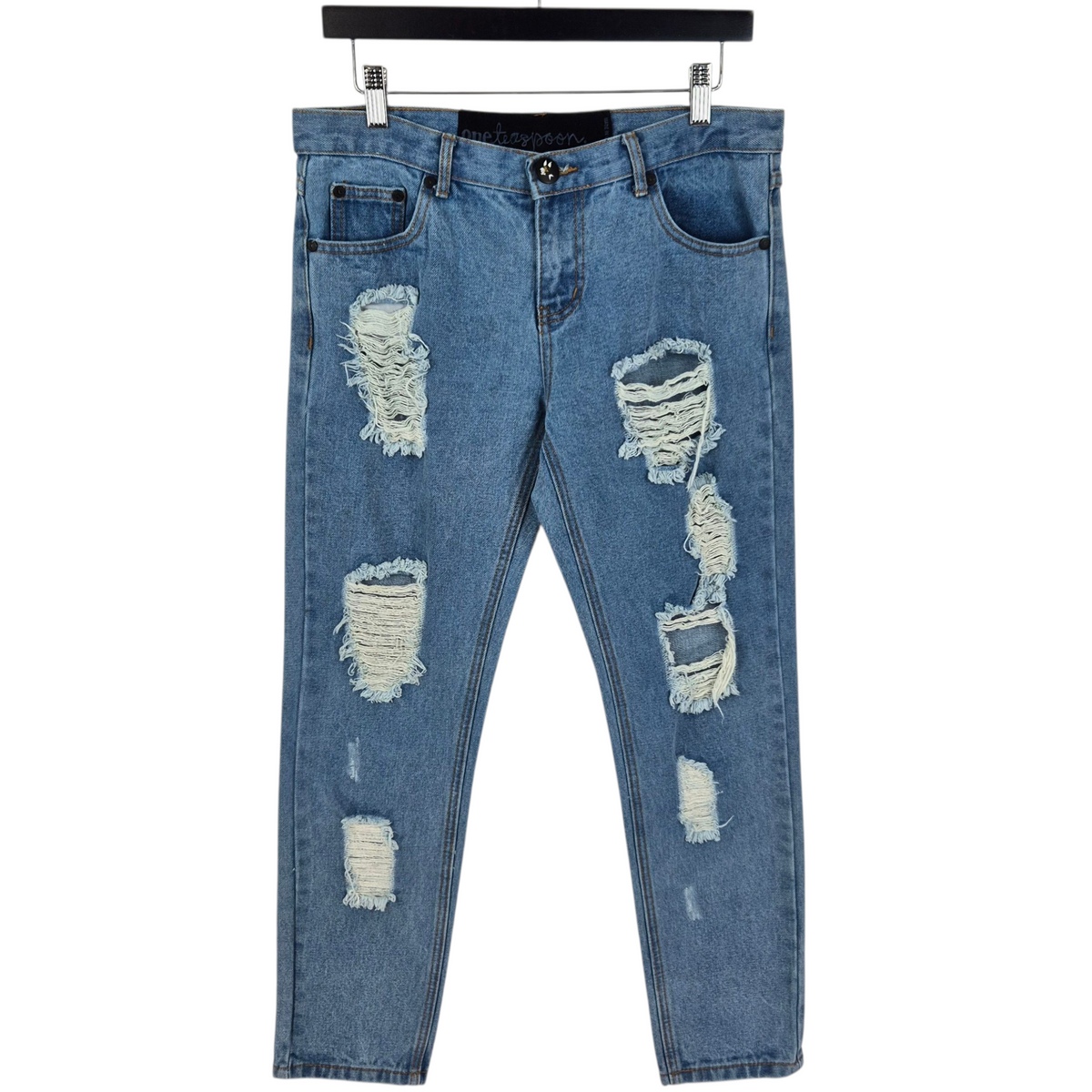 One Teaspoon Jeans Womens Blue Tapered Distressed Denim W31