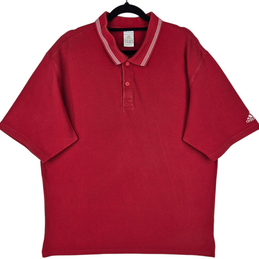Vintage Adidas 2000's Red Cotton Polo Shirt Size XL
