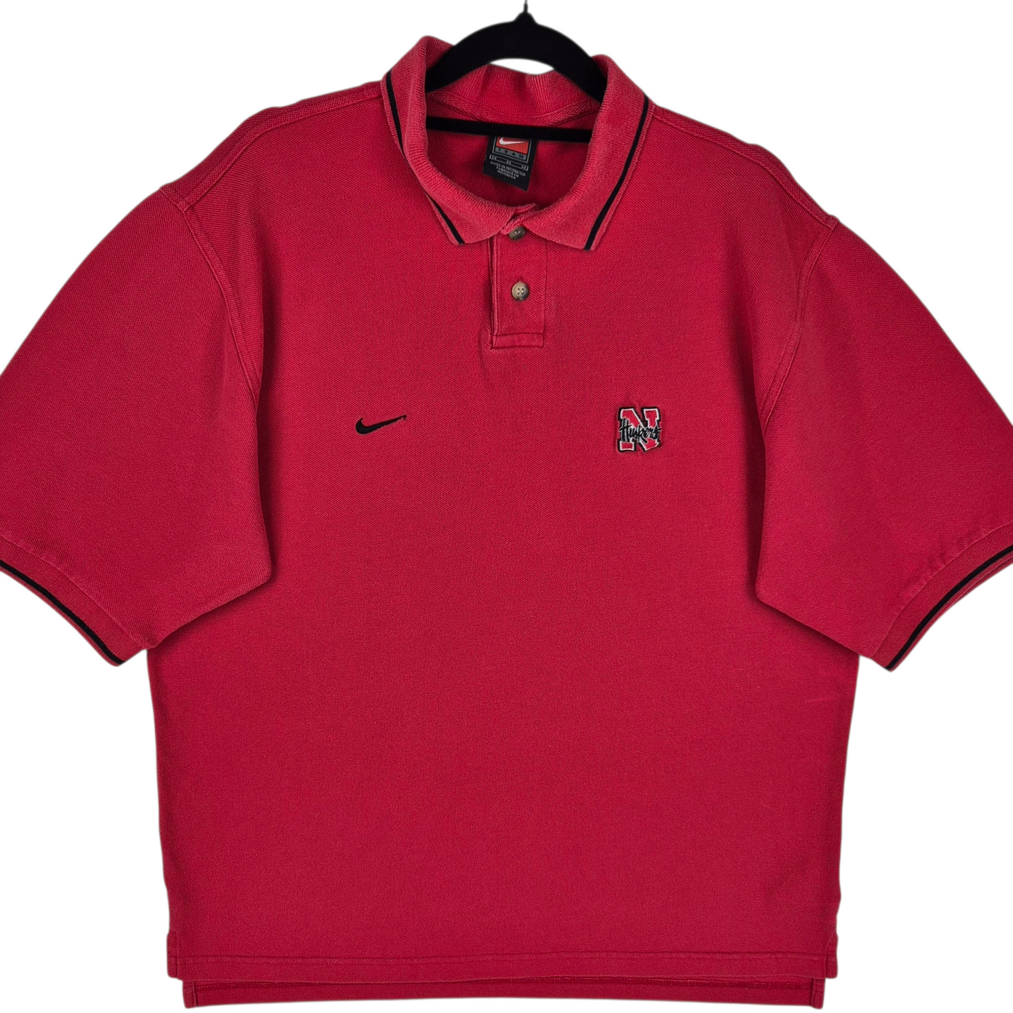 Vintage Nike Team 2000's Nebraska Huskers Red Cotton Polo Shirt Size M