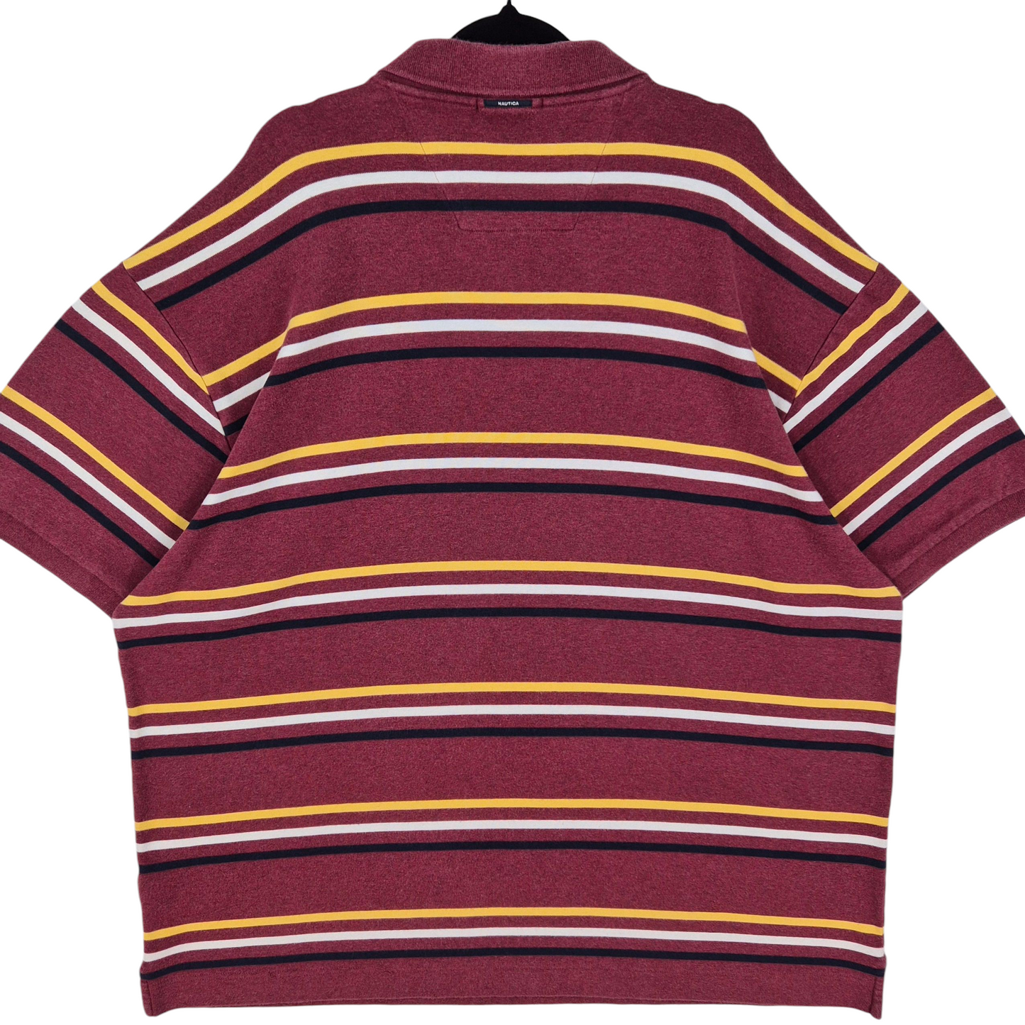 Nautica Burgundy Striped Stretch Cotton Polo Shirt Size 2XL