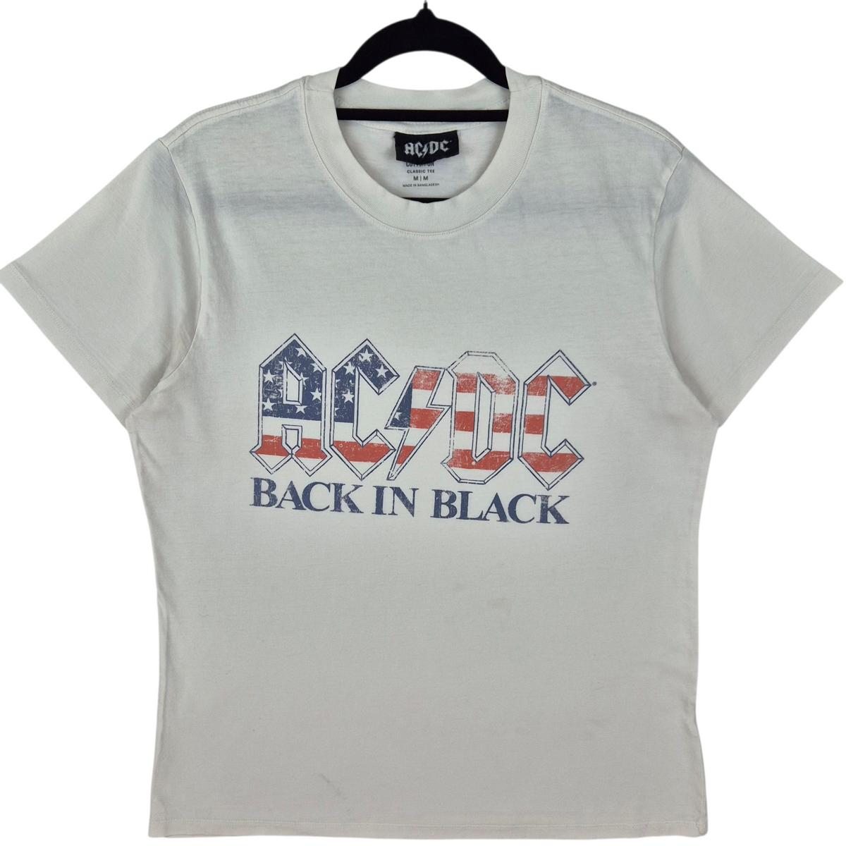 ACDC Back in Black Womens White Cotton Tee Shirt Size M