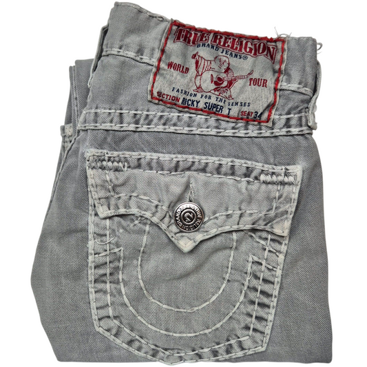 Vintage True Religion Jeans Grey USA Made Regular Straight Leg Denim W31