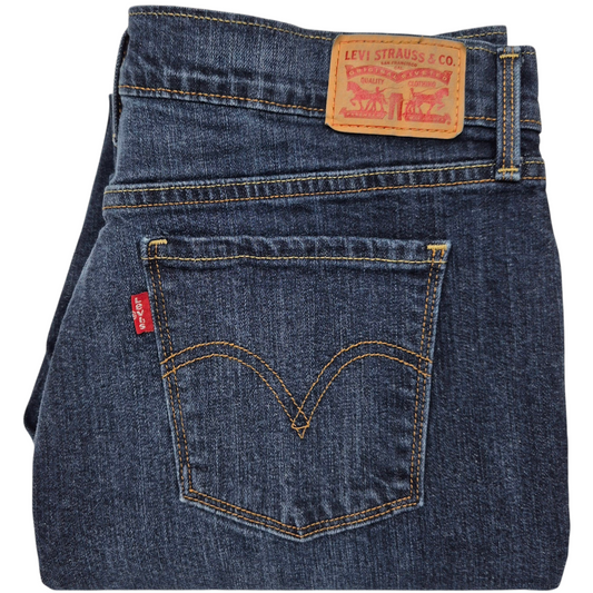 Levis 505 Jeans Womens Dark Blue Straight Leg Stretch Denim W32