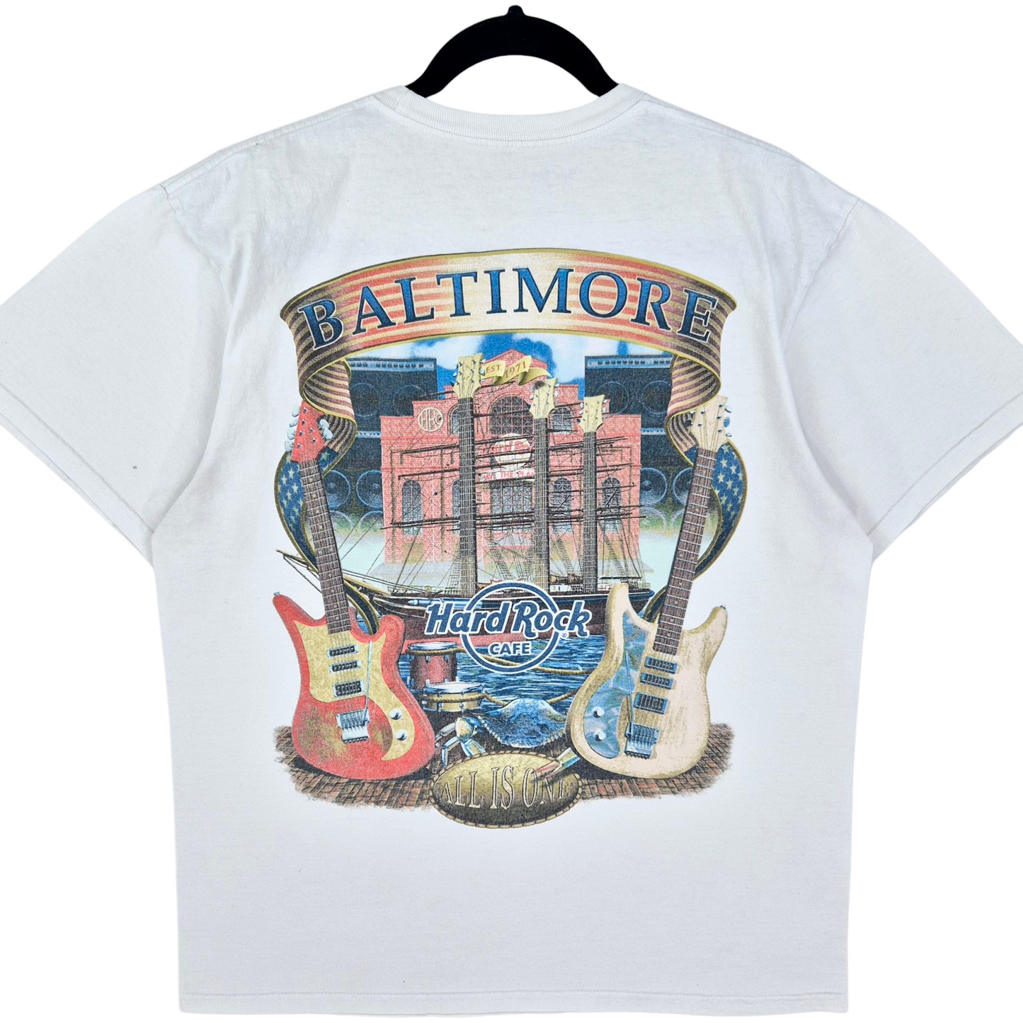 Hard Rock Cafe Baltimore White Cotton Tee Shirt Size L