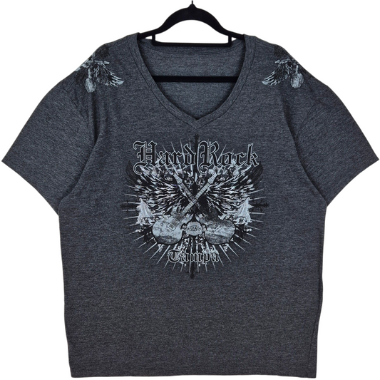 Hard Rock Cafe Tampa Dark Grey V Neck Tee Shirt Size 2XL