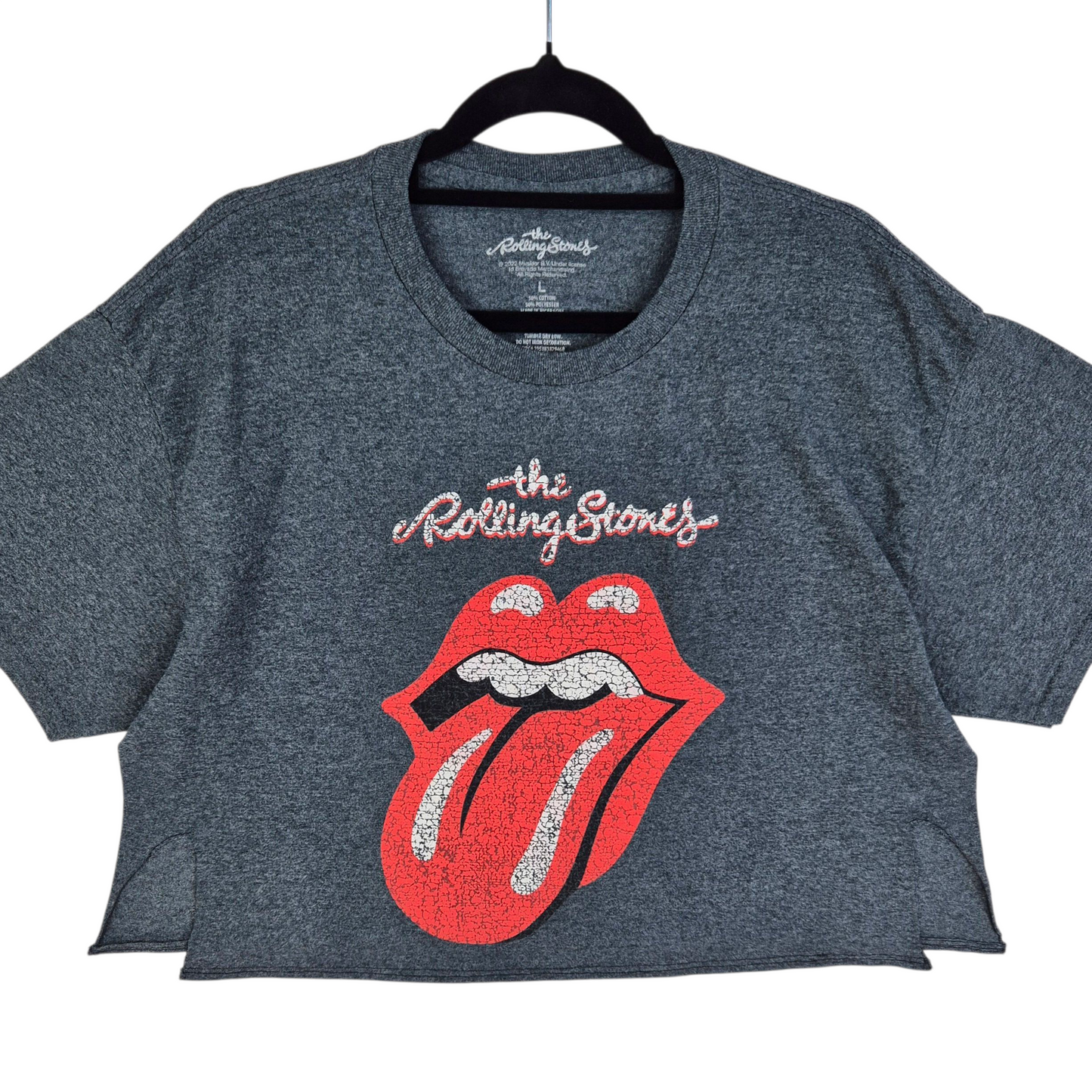 The Rolling Stones Womens Grey Crop Top Size L