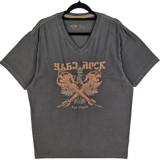 Hard Rock Cafe Brown V Neck Cotton Tee Shirt Size L