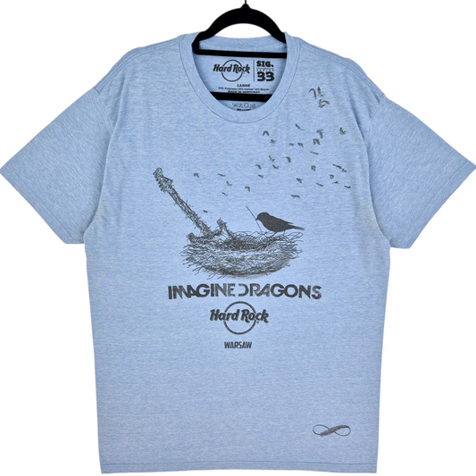 Hard Rock Cafe Warsaw x Imagine Dragons Light Blue Stretch Tee Shirt Size L