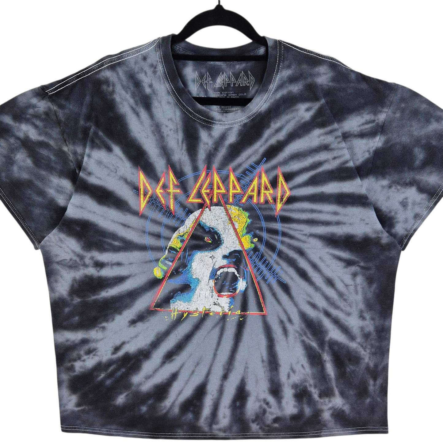 Def Leppard Grey Tie Dye Cotton Tee Shirt Size XL