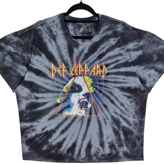 Def Leppard Grey Tie Dye Cotton Tee Shirt Size XL