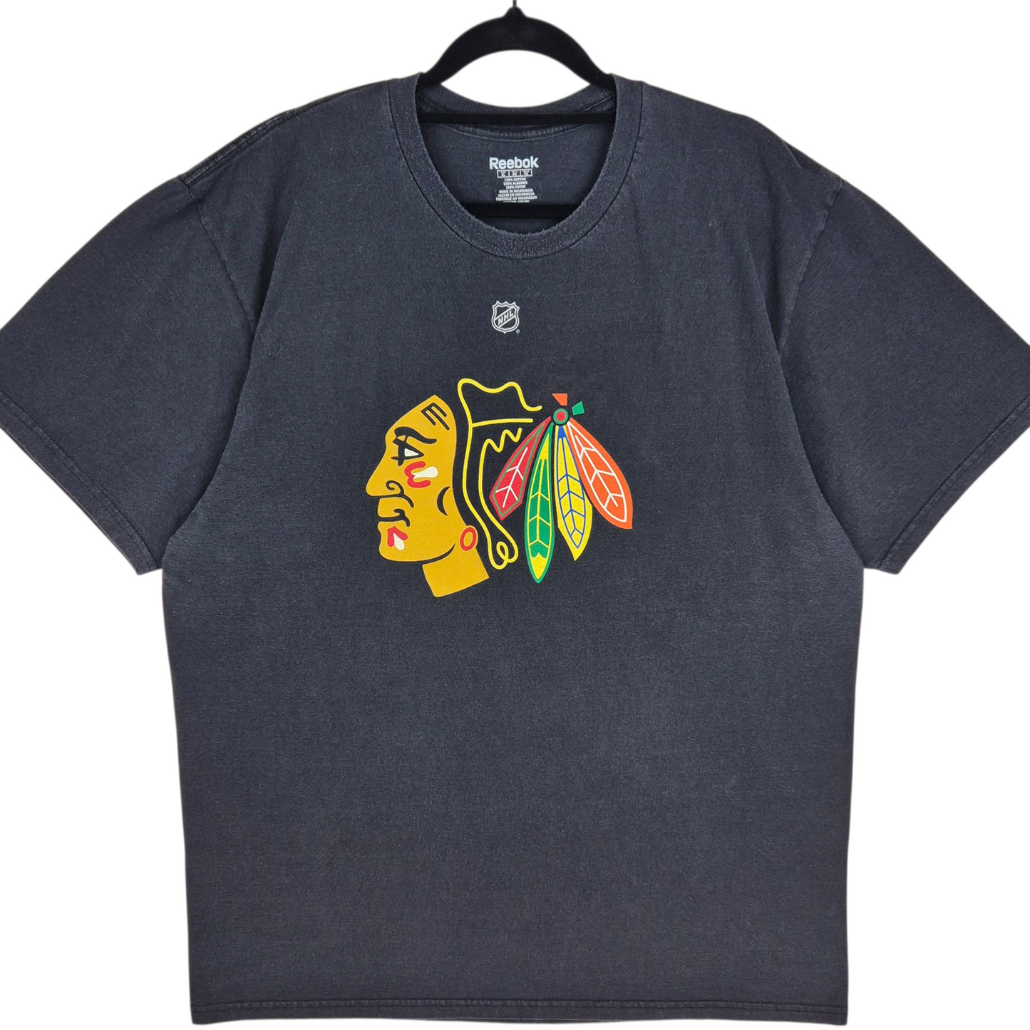 Reebok NHL Chicago Blackhawks Black Hossa 81 Cotton Tee Shirt Size XL