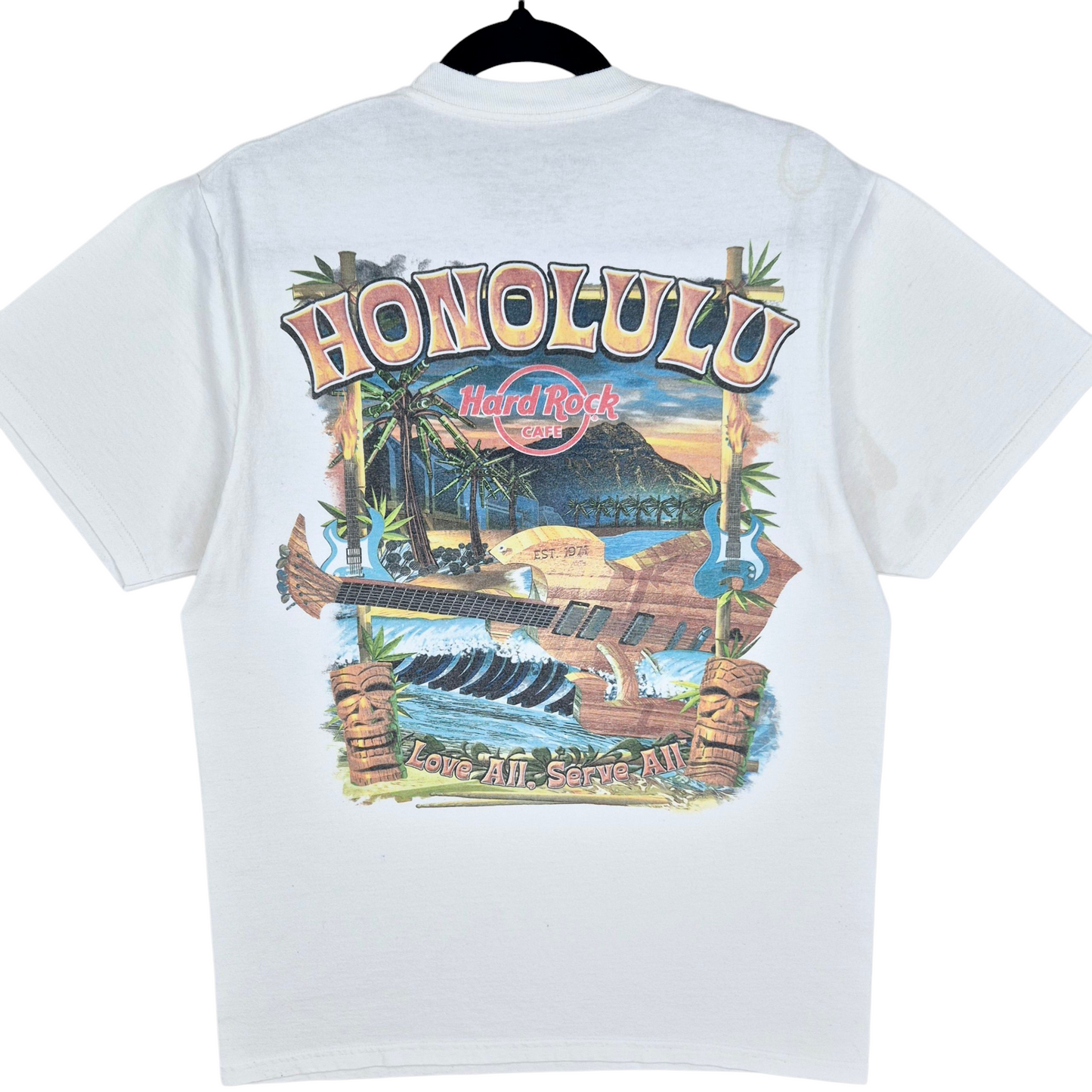 Hard Rock Cafe Honolulu White Cotton Tee Shirt Size M