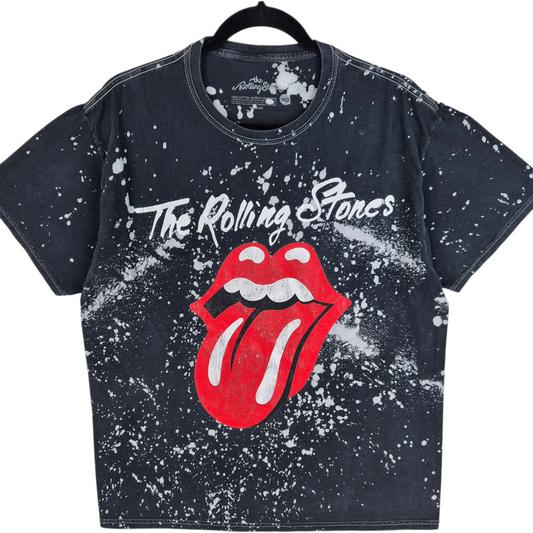 The Rolling Stones Black Tie Dye Cotton Tee Shirt Size M