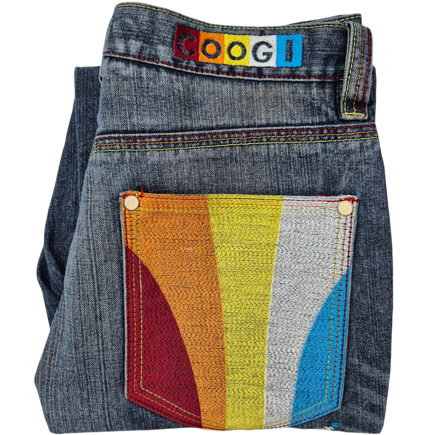 Vintage Coogi Jeans Colourful Embroidered Straight Leg Denim W33