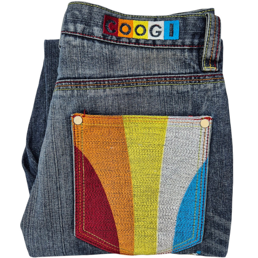 Vintage Coogi Jeans Colourful Embroidered Straight Leg Denim W33